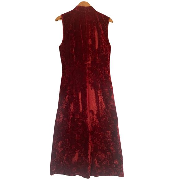 Vintage 90's VICTORIA'S SECRET Collection Velvet Burnout Cheongsam Dress GOTH L - Picture 6 of 12